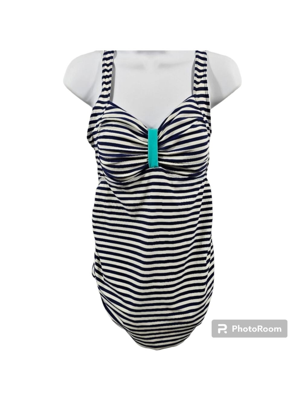 Beach Bump Maternity Navy/White Striped Tankini Top Size Medium